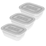 Rotho Freeze 3er-Set Gefrierdosen 1l mit Deckel, Kunststoff (PP) BPA-frei, transparent, 3 x 1l (19,5 x 13,5 x 10,0 cm)