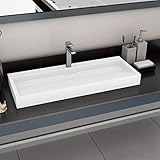 Keramik Waschbecken Aufsatz-Waschbecken Aufsatz-Waschschale, Waschtischplatte, Waschtischkonsole, es kann sich jeden Interieur-Stil perfekt anpassen,120 x 46 x 11 cm Mineralguss/Marmorguss Weiß