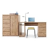Lomadox Jugendzimmer Büromöbel Set in Eiche Nb., 2-teilig, Schreibtisch und Highboard