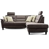 Cavadore Ecksofa Palera mit Federkern / L-Form Sofa mit Ottomanen rechts / 236 x 89 x 212 / Büffellederoptik Braun