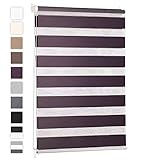 Blumtal Doppelrollo 55 x 130-155cm -  Klemmfix Rollo, Rollos für Fenster ohne Bohren, Klemmrollo für Fenster & Türen, Seitenzugrollo, Lila