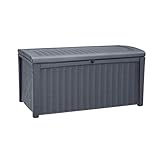 Keter Kissenbox Borneo, Graphit, 416L Fassungsvermögen, Außenmaße: 130x70x63cm, Auflagenbox wasserdicht und wetterfest, für Outdoor geeignet, Keterbox