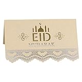 Esing 100 Stück Eid Mubarak Muslimische Festival Platzkarten Ramadan Hollow Out Floral Lace Tisch Einladung Karte Party Dekoration