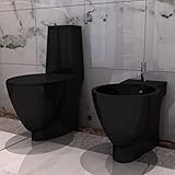 UYSELA Toiletten- und Bidet-Set, Keramik, Schwarz