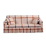 ZYHALOUK Stretch Sofabezug mit Rock,1 Stück Elastische Sofahusse 3 Sitzer Antirutsch Spandex Möbelschutz Sofaüberwurf mit Elastischem Boden-N-2 Sitzer(145-185cm)