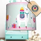 anna wand Hängelampe AMAZING ALPACAS – Lampenschirm für Kinder/Baby Lampe mit Alpakas – Sanftes Kinderzimmer Licht Mädchen & Junge – ø 40 x 34 cm