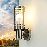 EASYLIGHT Elegante Außenlampe Edelstahl IP44 Modern E27 Outdoor Wandleuchte Haus Hof Balkon PRAG