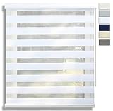 EFIXS Doppelrollo mit weißer Aluminiumkassette - Breiten: 40-220 cm, Höhe bis 240 cm - Hier: 180 x 175 cm - Farbe: Weiss - mit Premium-Unterschiene