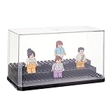 OLYCRAFT Acryl Vitrine 3-Schicht Mini Figuren Schaukasten Staub Beweis Show Fall Base Für Minifiguren Ziegelstein Block Actionfiguren Blöcke Aufbewahrungs Display - Schwarz Grundplatte