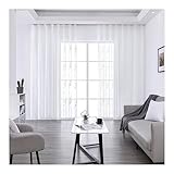 Mesnt Voile Vorhang mit Ösen, Polyester Durchsichtiger Vorhang mit besticktem Blumenrebenmuster, halbtransparent, Weiß, H115 x B107 cm