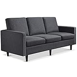 Yaheetech Modernes 3-Sitzer Sofa Bequeme Couch mit Lehne 199×82×90cm, Loungesofa Polstersofa für Wohnzimmer/Empfang/Gästezimmer, bis 340 kg belastbar, dunkelgrau