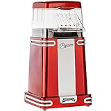 Gadgy Popcornmaschine Heissluft - Retro Popcorn Maker - Popcorn Maschine für Fettfreies Ölfreies Popcorn - Gesunder Snack ohne oder mit Zucker und Öl - Popkorn Maschine rot für Zuhause