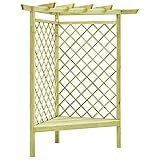 Kiefernholz Imprägniert Eckpergola mit Sitzbank Verrottungsfest Eck-Gartenpergola Pflanzengitter Holz-Rankhilfe Garten Spalier für Terrasse Garten Hinterhof Kletterpflanzen 130 x 130 x 197 cm