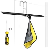 cocofy Duschabzieher schwarz matt breit XXL 45 cm ohne Bohren für Dusche, Fliesen mit Haken, Ersatzgummi, Mikrofasertuch Flitsche Dusche Duschwandabzieher Duschkabinenabzieher Fensterabzieher 45 cm