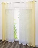 EZ GLAM Gardinen mit Verlauf-Farben Muster Schön Transparent Voile 2PC Vorhänge (B*H 140 * 245cm, Gelb mit Ösen)