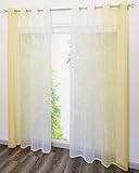 EZ GLAM Gardinen mit Verlauf-Farben Muster Schön Transparent Voile 2PC Vorhänge (B*H 140 * 245cm, Gelb mit Ösen)