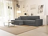 Vente-unique Ecksofa mit Schlaffunktion - Ecke Links - Stoff - Grau - Axelle