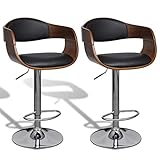2er Set Barhocker Barstuhl Tresenhocker Barsessel aus Leder mit Rückenlehne Höhenverstellbar
