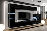 Furnitech AN89 New Modernes Wohnzimmer Wohnwand Wohnschrank Schrankwand Mediawand Möbel (LED RGB 16 Farben, AN89NEW-21B-HG1)