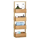 Casaria Badregal Standregal Bambus 4 Ablagen 88x16x28 cm Holz Küchenregal Korbregal Bad Badezimmer Küche Regal Schmal