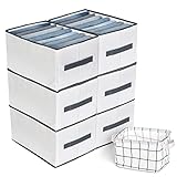 6 Stück stabiler Kleiderschrank-Organizer mit PP-Tafel, 7 Fächer faltbare Ordnungssystem Kleiderschrank, Kleideraufbewahrung Organisation für Jeans, Hosen, T-Shirts für Schubladen und Kleiderschränke