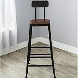 MOBYAT Barstuhl, Freizeithocker, hoher Hocker, Rückenlehne, amerikanische einfache Mode, Bequeme Möbel für Zuhause, Bar, Restaurant, 1, Schwarz, 45 x 45 x 75 cm