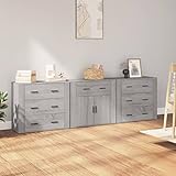 Youuihom Wohnzimmer-Sideboard, Bodenschränke, Konsolenschränke, Geeignet für Bars, Küchen, Wohnzimmer, Esszimmer, Cafés, Sideboards 3 STK. Grau Sonoma Holzwerkstoff