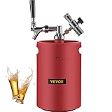 VEVOR Bierzapfanlage, 5 L Mini Edelstahl Fass Bierbraugerät, Edelstahl 304 Biertender, Rot Mini Fass Bier Growler Doppelte Anzeige des Drucks in Echtzeit, Bierfass Growler Keg Beer Dispenser System