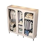 WIQUYBML Weißer Kleiderschrank, einfache Montage, Stoffgarderobe, Metallhalterung, tragbare Garderobenstange, multifunktionaler offener Kleiderschrank für Zuhause (Größe: 170 x 162,5 x 45 c