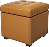 Aufbewahrung, Leder-Fußstütze, Premium-Fußhocker-Würfel mit Aufbewahrung, moderner Aufbewahrungshocker für Wohnzimmer, Schlafzimmer (Color : Brown, Size : 31x16x17inch)