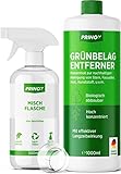 Prinox® 1000ml Grünbelagentferner inkl. Mischflasche I EXTREM STARK I 1:40 Konzentrat I Terrasse, Dach, Fassade Reiniger mit Langzeitwirkung I Chlorfrei & Säurefrei gegen Algen, Flechten I Made in DE