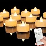 AMAGIC 12 Stück LED-Kerzen,Teelichter mit Timer und Fernbedienung, Batteriebetrieben Teelichter, flammenlose Kerzen mit 6 Stunden Timer Auto für Weihnachten Hochzeit Dekor-3,8CM D X 3,1CM, Warmweiße