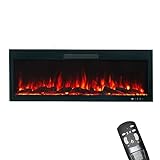 GLOW FIRE Inside 127 elektrischer Einbaukamin mit Heizung(1500 W) und 3D Multi Color Farbwechsler (106 cm) - Elektrokamin mit LED-Licht, Heizlüfter & Fernbedienung - zum Einbau in die Wand - schwarz