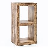 möbelando Standregal Massivholz Mango 90 x 45 x 35 cm 2 Böden | Design Holz Regal Natur | Beistelltisch Landhaus-Stil | Kleines Bücherregal Holz Massiv