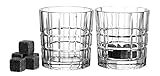 Leonardo 2-er Set Spiritii Whiskybecher + 8 Kühlsteine, 360 ml, Klarglas und Granit, 057401