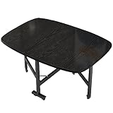 Klapptisch Esstisch Holz, Extendable Küchentisch Für 2-8 Personen, Klappbarer Dining Table Bewegen Mit 360°Rollen, Platzsparender Esstisch Für Kleine Wohnungen (Black,120 * 70cm)