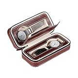 Uhrenbox 2 Gitter Watch Box Organizer Faux Leder Uhrenanzeigekastenuhr Aufbewahrungsbox Falluhr Organizer Box, braun Uhrenaufbewahrung