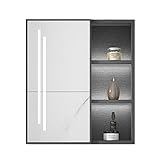 Smarte Badezimmerspiegelschränke Wandspiegelschränke Badezimmerspiegelkästen Schränke Mit Regalen Sensorbeleuchtung (Color : Gray, Size : 80 * 15 * 70cm)