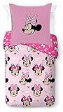 Disney Minnie Hearts & Love 100% Baumwolle Kinderbettwäsche-Set 135x200 cm Einzelbettgröße - Bettbezug + Kissenbezug 80x80 cm