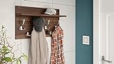 Design Garderobe Garderobenpaneel 70 x 40 cm mit Hutablage Kleiderhaken Finlo, Farbe:Nussbaum - Edelstahloptik