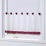 Joyswahl Bistrogardine Voile Schlaufen Scheibengardine Mia Küchen Transparenter Vorhang HxB 45x90cm Winerot 1er Pack