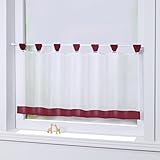 Joyswahl Bistrogardine Voile Schlaufen Scheibengardine Mia Küchen Transparenter Vorhang HxB 45x90cm Winerot 1er Pack