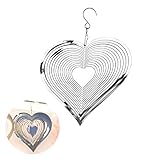 YEJAHY Liebe Herz Windspiel - Edelstahl Deko Windspiel - 3D Crafts Ornamente - für Draußen Hängend Outdoor Indoor Wohnzimmer Fenster Korridor Yard Dekoration Mobile Wind Catcher(15cm/5.9inch)
