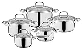 GSW 806787 Kochtopf-Set Trentino 10-tlg, Edelstahl rostfrei, Glas, silber