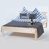 TUGA - Holztech Marken Dübelbett Naturholzbett 300Kg belastbar stabil Daybett Holzbett Bett Doppelbett 90 120 140 160 180 200 x 200 220 (200 x 200) 58 cm Höhe