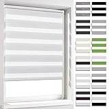 BelleMax Doppelrollo Klemmfix ohne Bohren & mit Bohren (60x100cm Weiß) Duo Rollo, Sonnenschutz lichtdurchlässig Blickdicht, Klemmrollo Fensterrollo, Rollos für Fenster und Tür