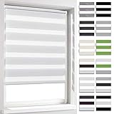 BelleMax Doppelrollo Klemmfix ohne Bohren & mit Bohren (60x100cm Weiß) Duo Rollo, Sonnenschutz lichtdurchlässig Blickdicht, Klemmrollo Fensterrollo, Rollos für Fenster und Tür