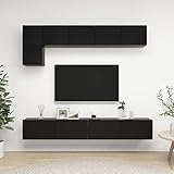 ZEYUAN 5-TLG. TV-Schrank-Set, Tv-möbel & Phonomöbel, Wohnwand Wohnzimmer, Wandschrank, Zimmer Möbel, Anbauwand Wohnzimmer, Schwarz Spanplatte