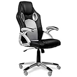 Mc Haus Racing Grau - Ergonomischer Gaming-Stuhl mit gepolsterten Armlehnen, Schreibtisch/Büro