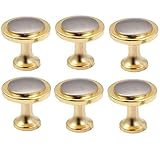 Kupferknöpfe, Schubladenschrankgriffe, 6 Stück goldene und silberne runde Schubladengriffe/Knöpfe/Griffe for Kleiderschrank, Schlafzimmer, Kommode, Weinschrank, Badezimmermöbel, Hardware mit Schrauben
